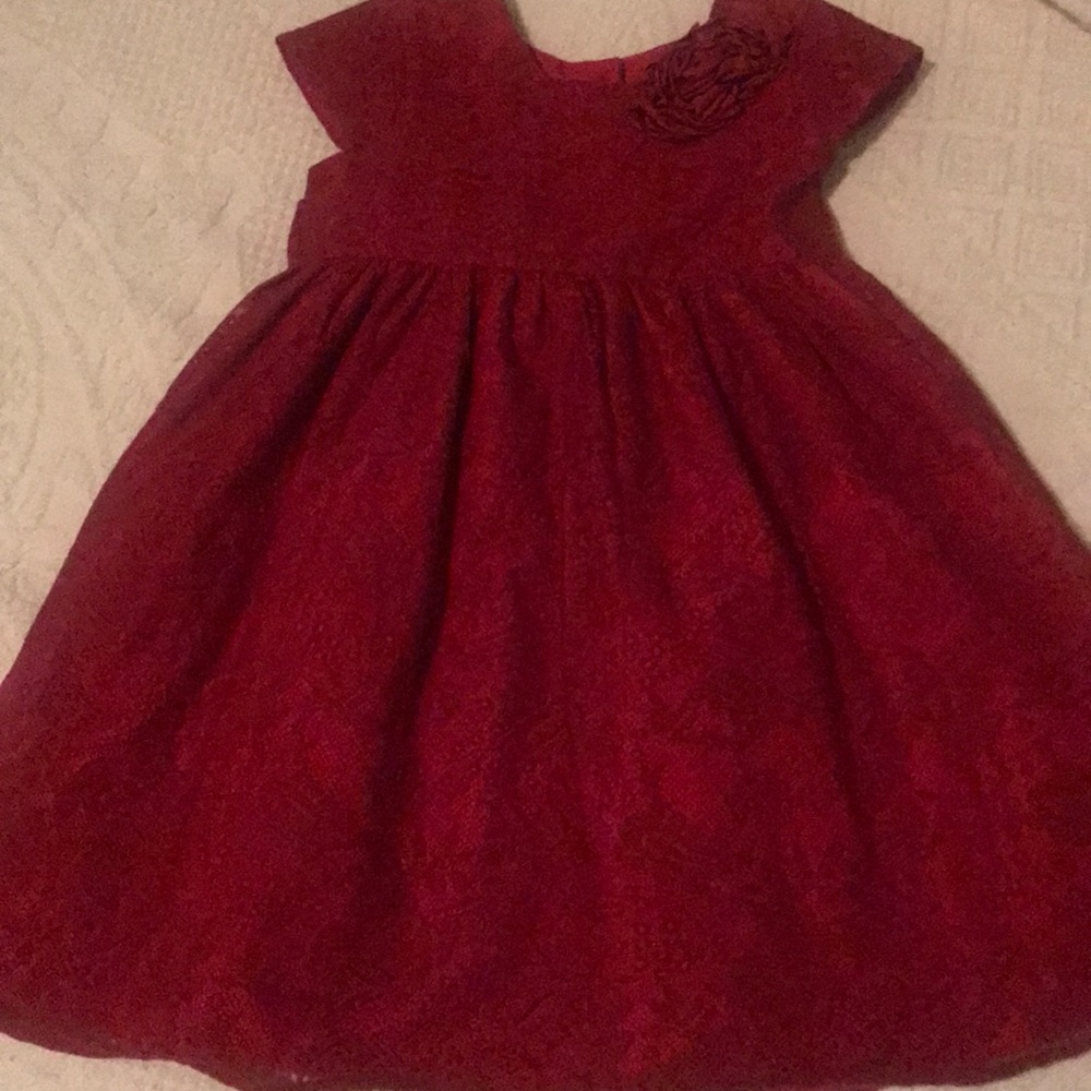 Little Girls red lace holiday dress